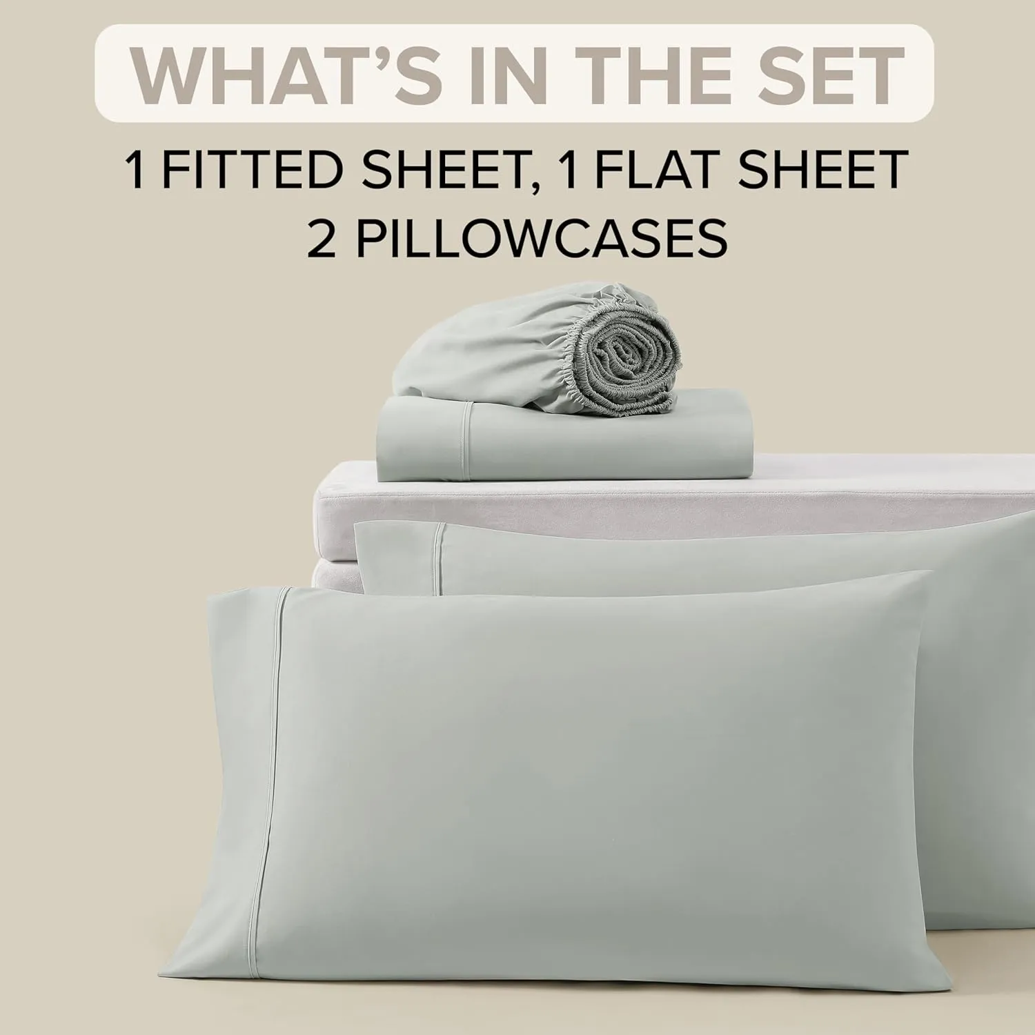 UGG Hedi Queen Sheet Set 4-Piece Luxury Cooling Sheets Deep Pockets Premium Bedding with 2 Pillow Shams Hypoallergenic Machine Washable Soft Lightweight Bed Set for Bedroom, Queen, Mineral Green