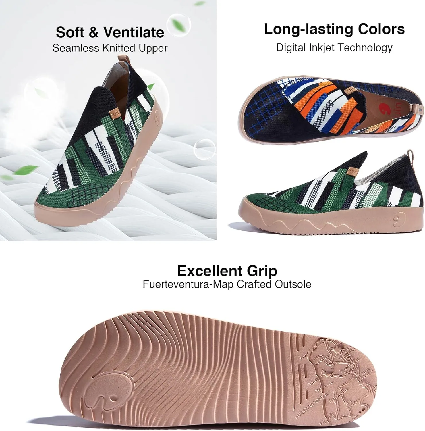 UIN Men's Casual Loafers Slip Ons Comfortable Art Painted Travel Fashion Sneakers Fuerteventura