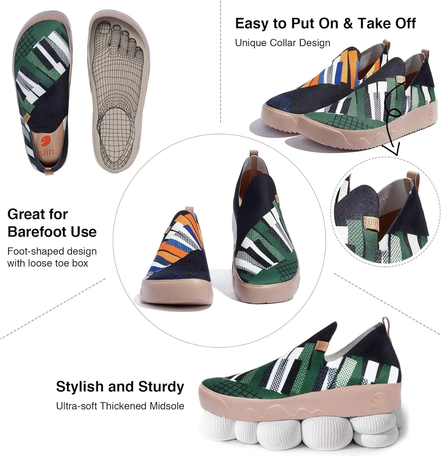 UIN Men's Casual Loafers Slip Ons Comfortable Art Painted Travel Fashion Sneakers Fuerteventura