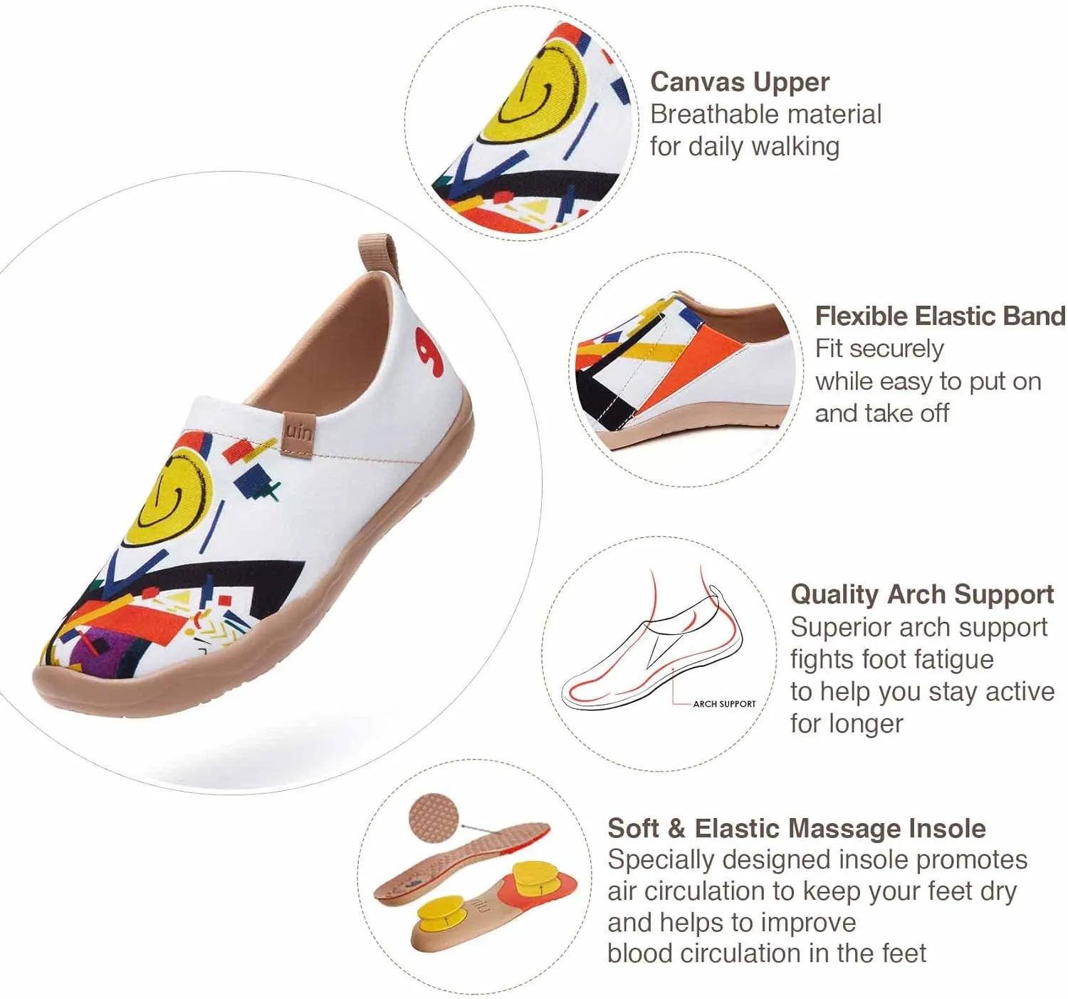 UIN Women's Art Travel Shoes Slip On Casual Cozy Loafers Lightweight Comfort Fashion Sneaker Toledo Ⅰ