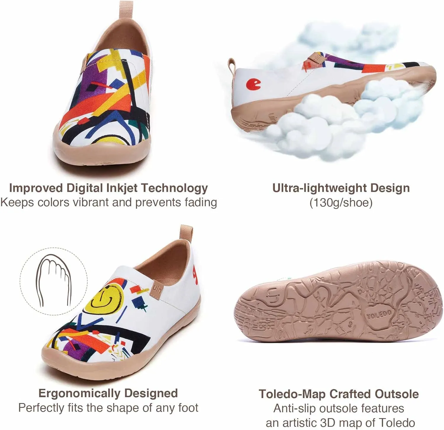 UIN Women's Art Travel Shoes Slip On Casual Cozy Loafers Lightweight Comfort Fashion Sneaker Toledo Ⅰ