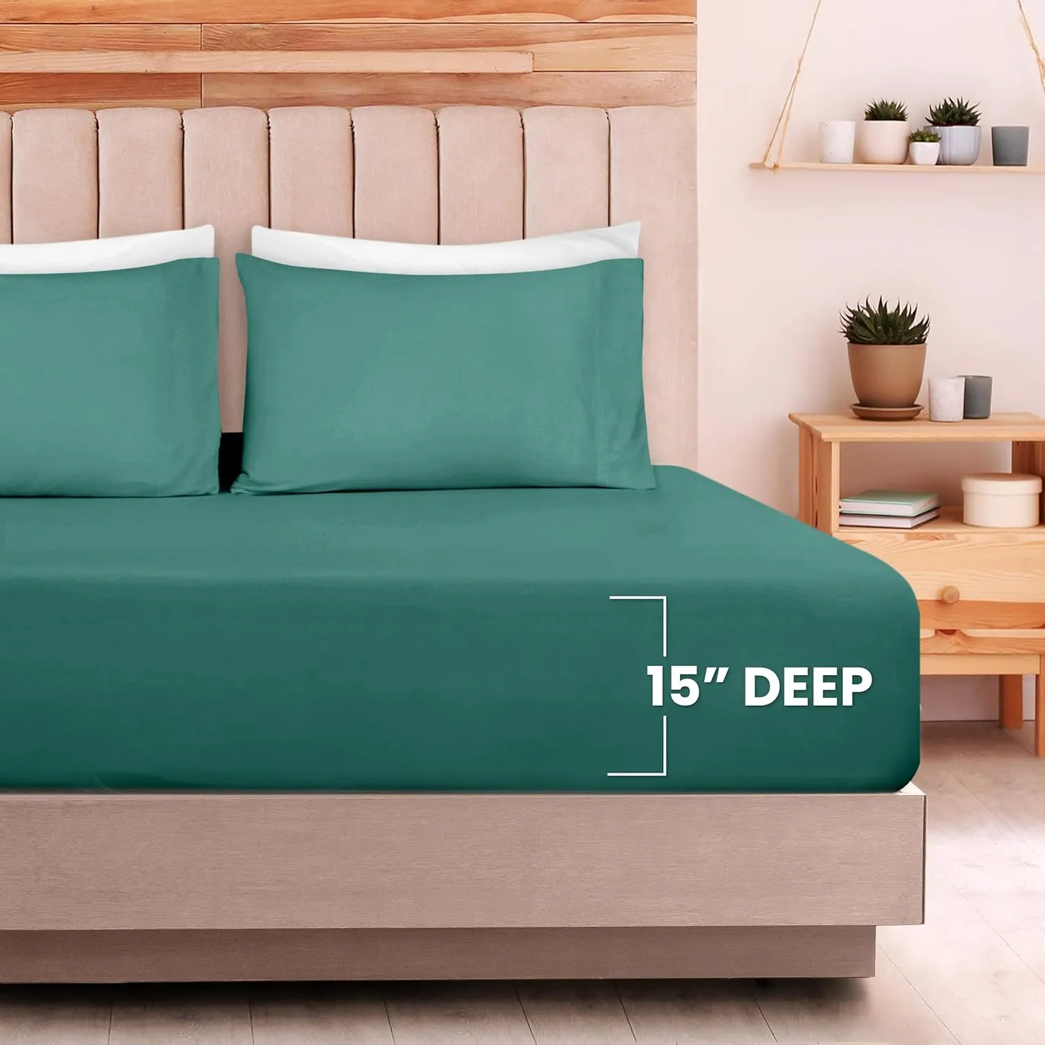 Utopia Bedding Queen Jersey Sheet Set - 4 Piece Set, Cotton Jersey, Soft Stretchy Sheets (Queen, Green)