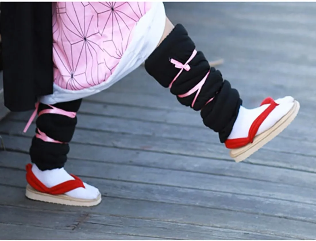 UZAIN Anime Kimetsu no Yaiba Cosplay Clog Shoes Kamado Tanjirou Shinobu Cosplay Sandal Prop Oshitari with Socks