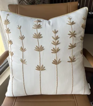 VAGMINE Hand Embroidered Daisy Accent Throw Pillow Cover - 20x20 Inches Square - 100% Cotton Ivory Decorative Cushion Cover for Couch, Sofa, Living Room - Textured Embroidery - Cozy Floral Home Décor