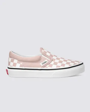 VANS // Kids Classic Slip-On CHECKERBOARD ROSE SMOKE