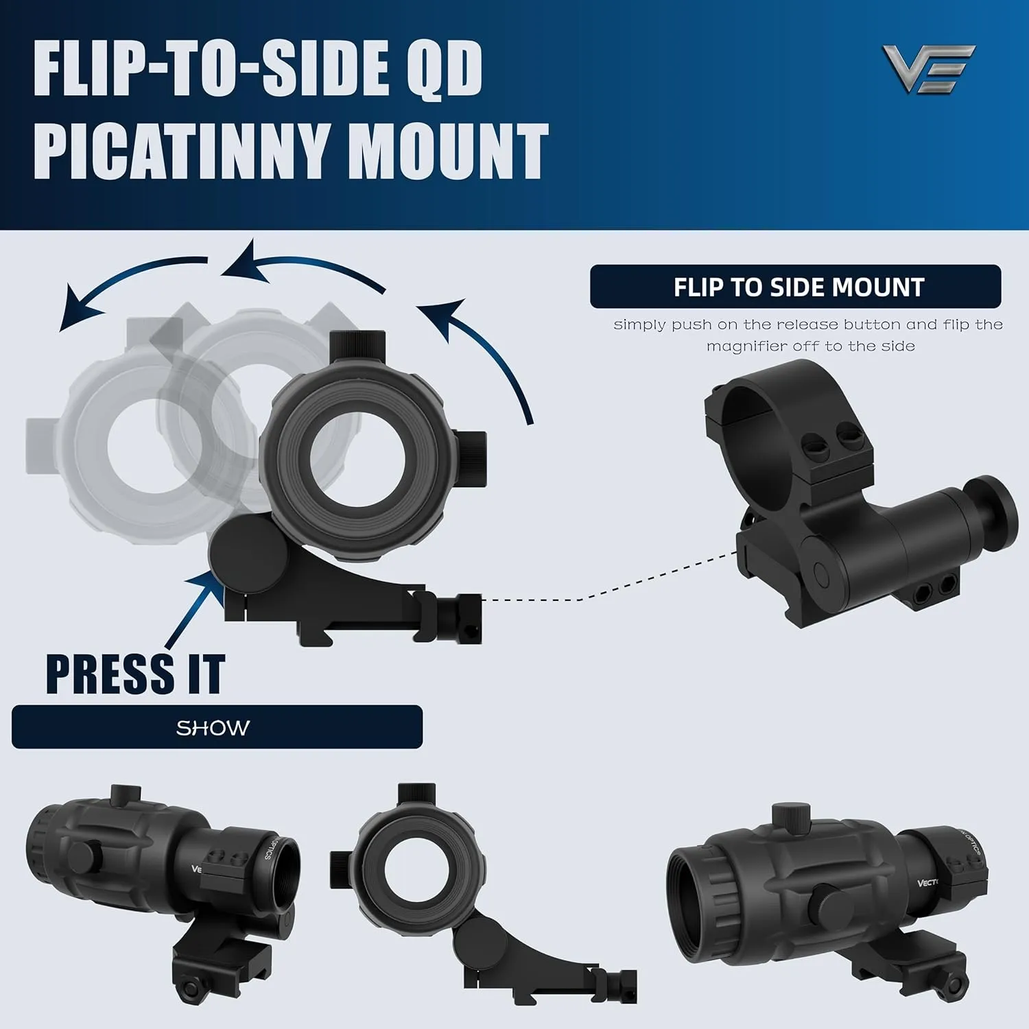 Vector Optics 26mm Magnifier with Flip to Side Mount for Red Dot Sights, for Absolute Co-Witness, Enhanced Precision, for Long-Range Shooting