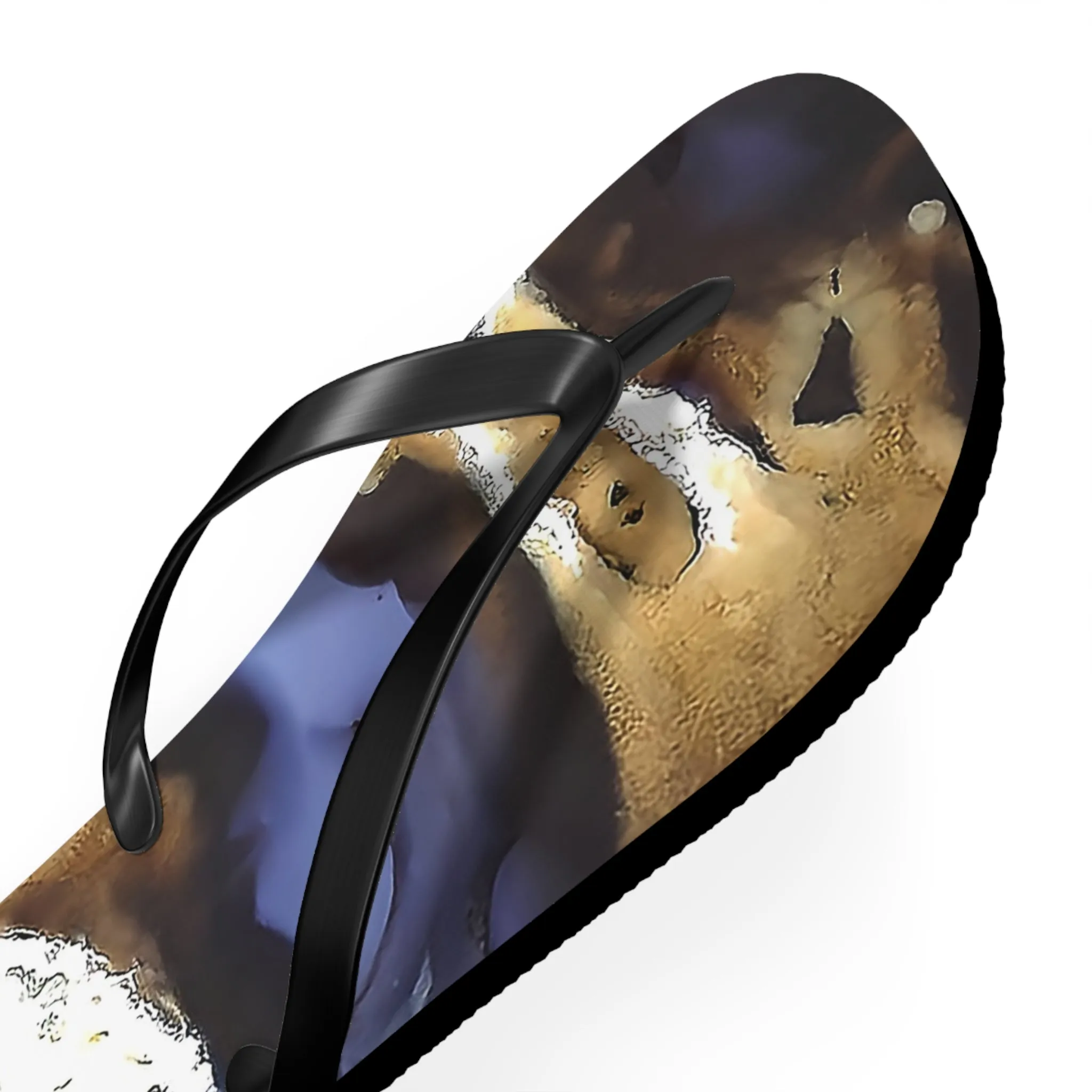 Vibrant Unisex Beachwear Flip Flops With Tie-dye Like Moss Agate Thunder Egg Patterns