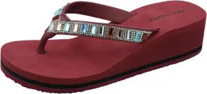 VICT POPU Flip Flops Sandals for Women Bling Rhinestones Jewel High Heel Arch Support Comfortable Soft Cushion Wedge Slip-on Casual Platform Summer Thong Sandals