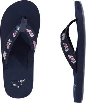vineyard vines Men's Embroidered Flag Whale Foam Flip Flop