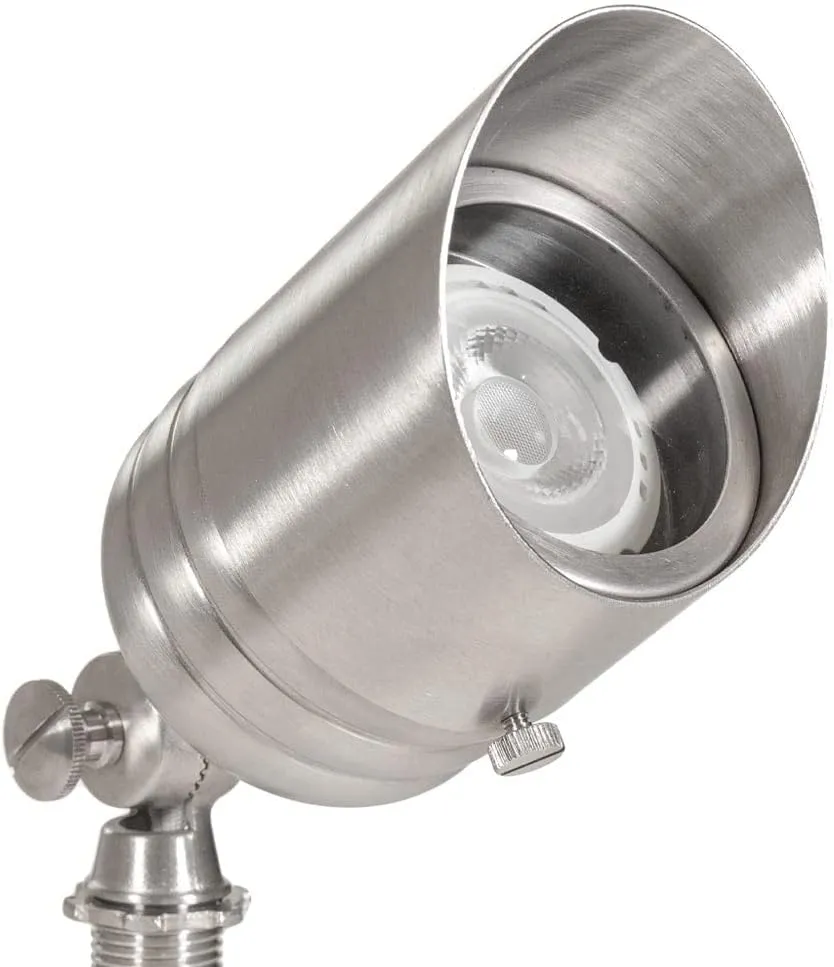 VOLT 20-Pack 12V Fat Boy Stainless Steel Outdoor Spotlights with 5W 2700K Warm White 400 Lumen MR16 LED Bulbs for Low Voltage Landscape Lighting of Yard, Lawn, Garden, Patio, Trees & House
