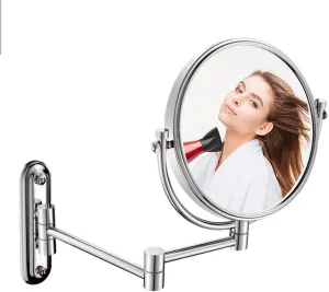 Wall Mounted Makeup Mirror with Magnification, 8 Inch Double Sided Vanity Magnifying Vanity Mirror, Two-Sided Extendable, 360 Degree Swivel, No Light, for Bathroom Vanity, Round Shape ( Size : 7x )