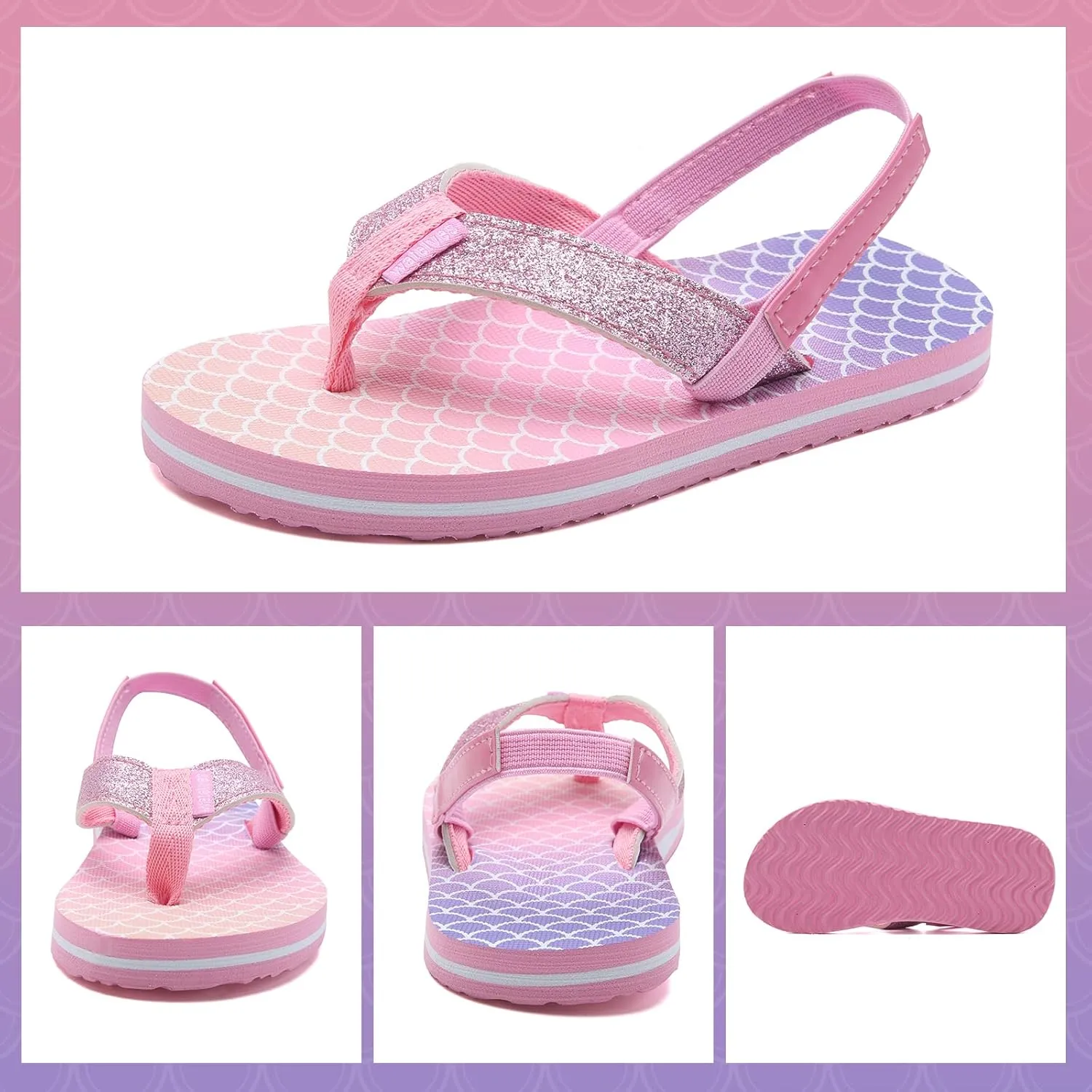 WateLves Girls & Boys Kids Flip Flop summer Slide Sandals Slip on Suitable for Bath Shower Beach pool (Little Kid/Big Kid)