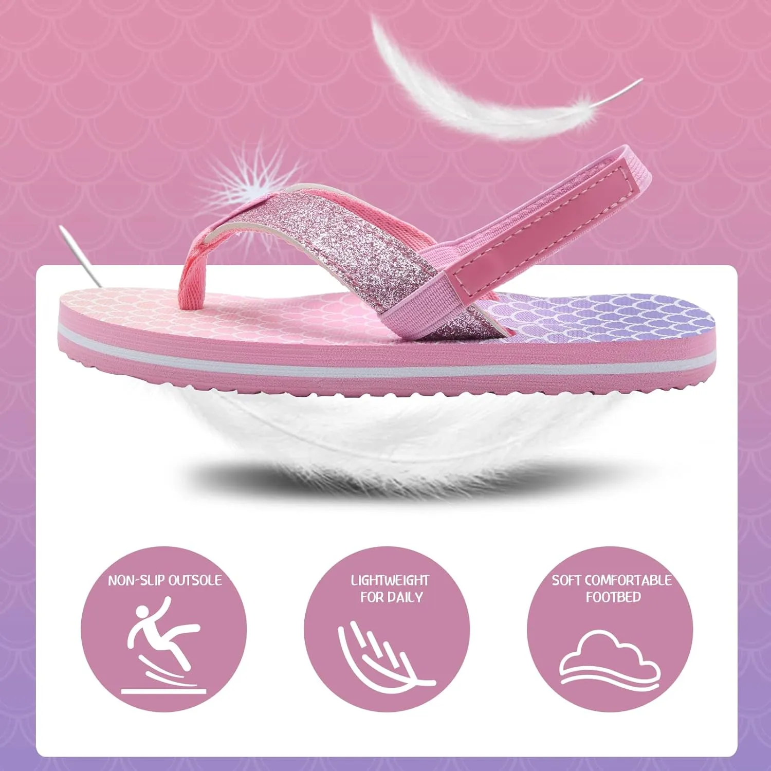 WateLves Girls & Boys Kids Flip Flop summer Slide Sandals Slip on Suitable for Bath Shower Beach pool (Little Kid/Big Kid)