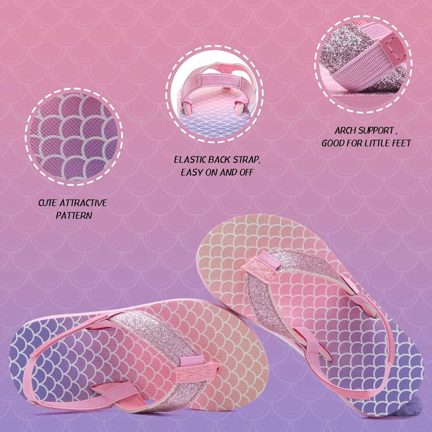 WateLves Girls & Boys Kids Flip Flop summer Slide Sandals Slip on Suitable for Bath Shower Beach pool (Little Kid/Big Kid)