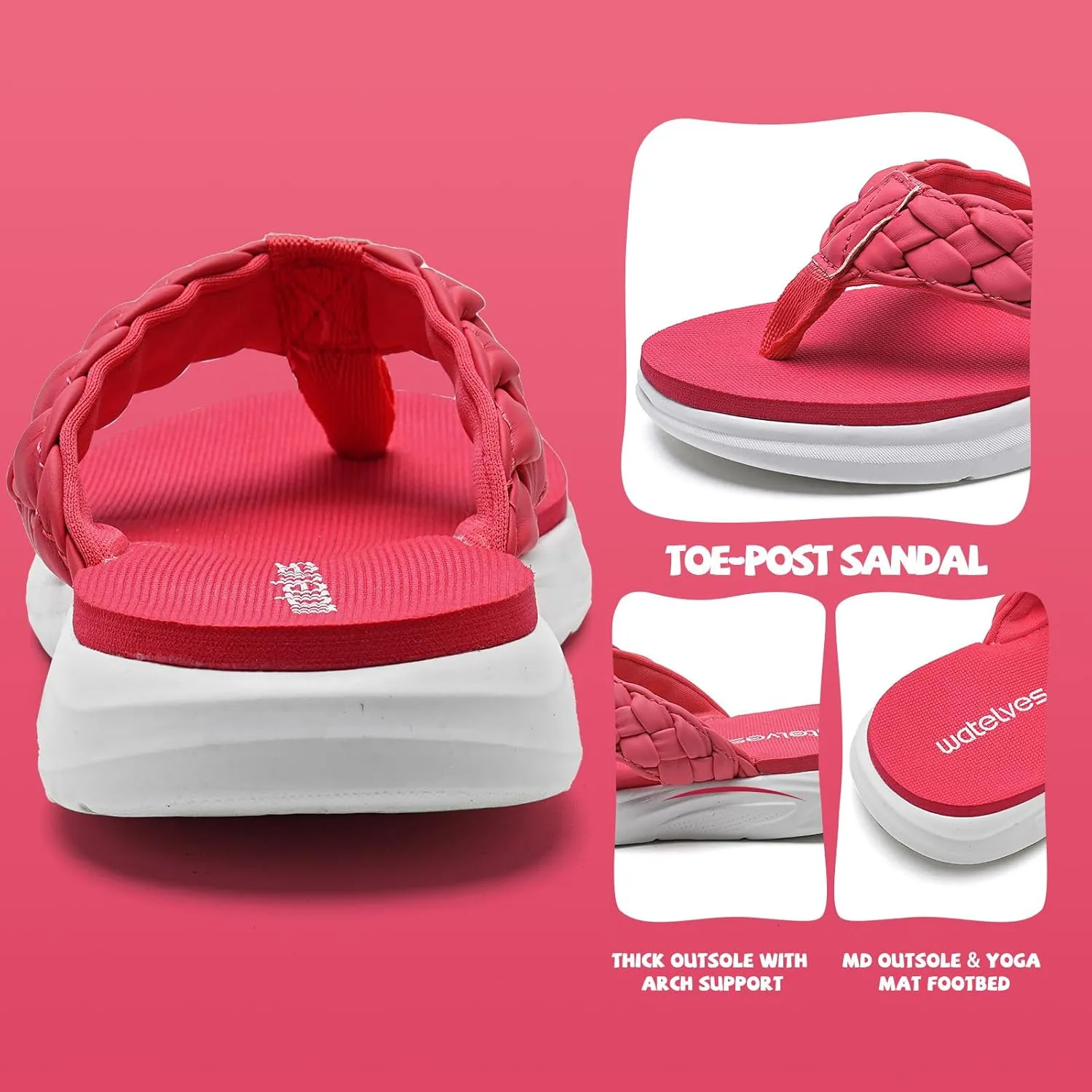WateLves Girls Flip Flops Non-Slip Casual Thong Sandals Summer Sandal Shoes for Beach Swim Pool (Little Kid/Big Kid)