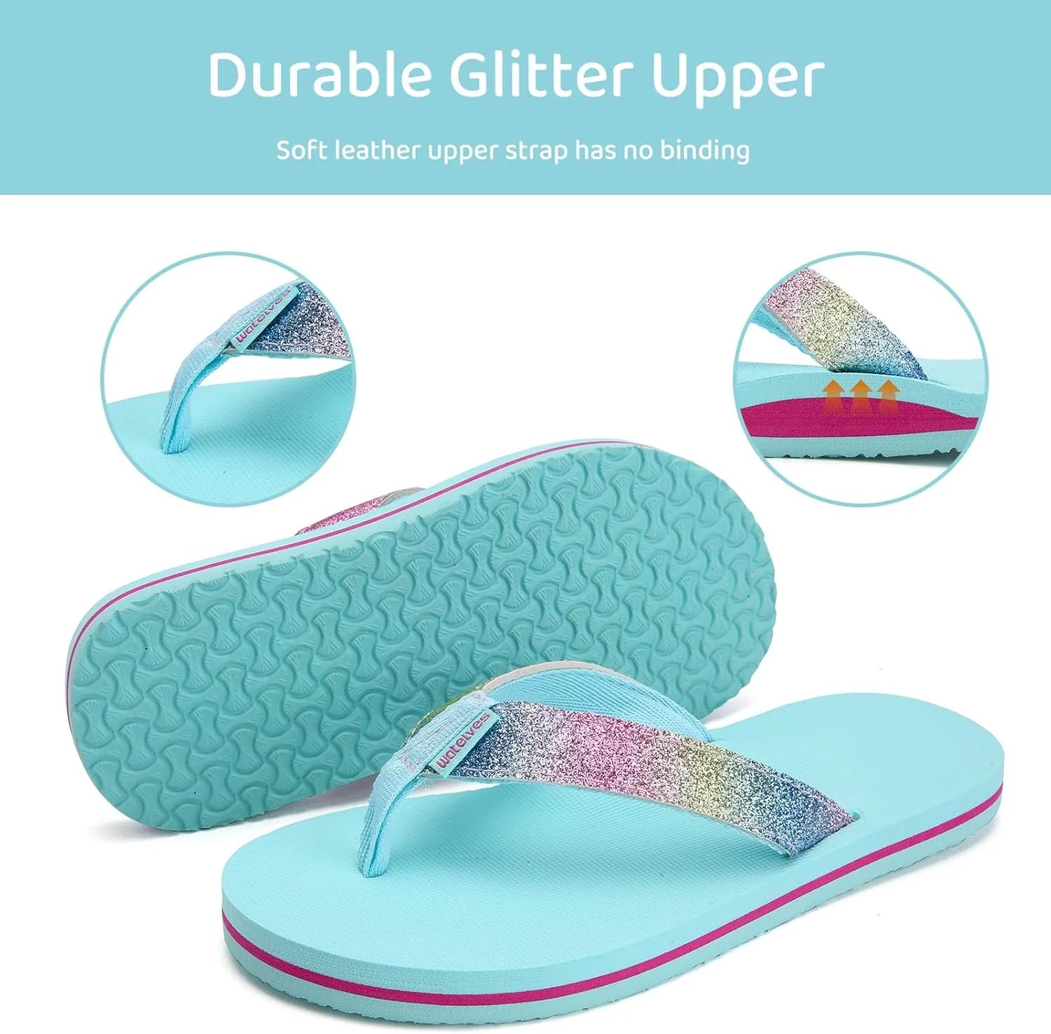 WateLves Girls Flip Flops Toddler Boys Girls Non-Slip Sport Sandals for Beach Swim Pool(Little Kid/Big Kid)