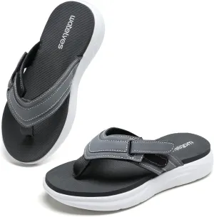 WateLves Kids Flip Flops Boys Girls Adjustable Hook and Loop Sandals Non-Slip Summer Sandal Shoes for Beach Swim Pool (Little Kid/Big Kid)