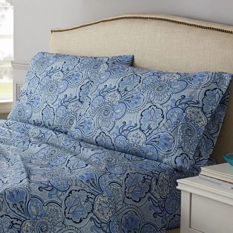 WAVERLY Paddock Shawl Cooling Design Bedding Sheets & Pillowcases 4 Piece Set, Porcelain, Full