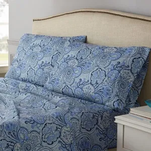 WAVERLY Paddock Shawl Cooling Design Bedding Sheets & Pillowcases 4 Piece Set, Porcelain, Full