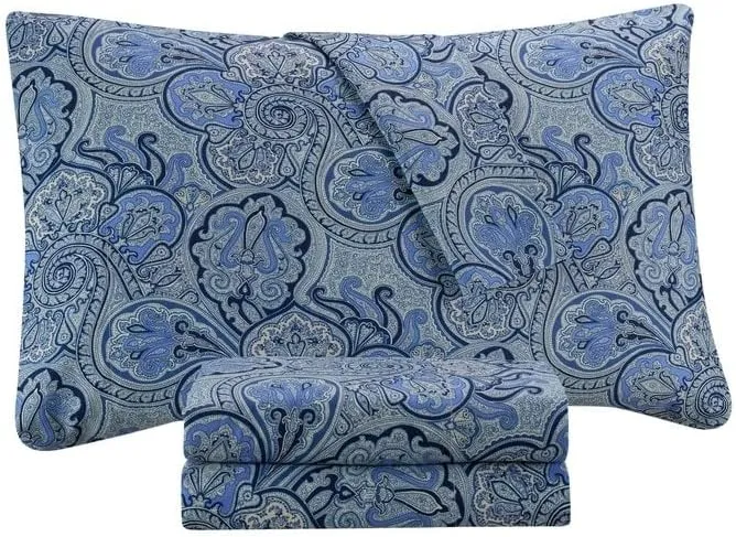 WAVERLY Paddock Shawl Cooling Design Bedding Sheets & Pillowcases 4 Piece Set, Porcelain, Full