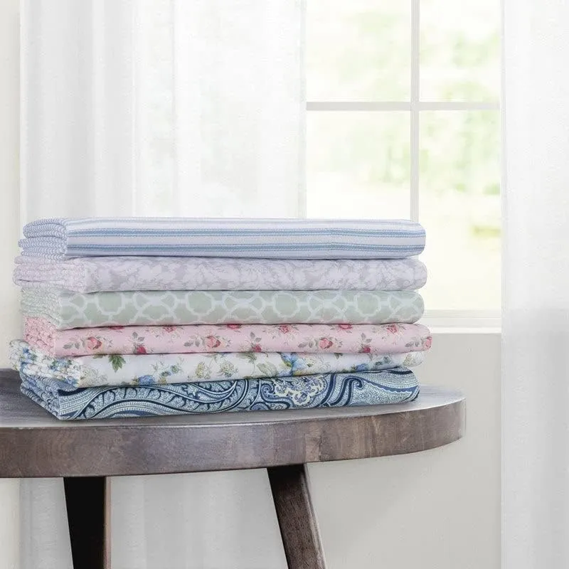 WAVERLY Paddock Shawl Cooling Design Bedding Sheets & Pillowcases 4 Piece Set, Porcelain, Full
