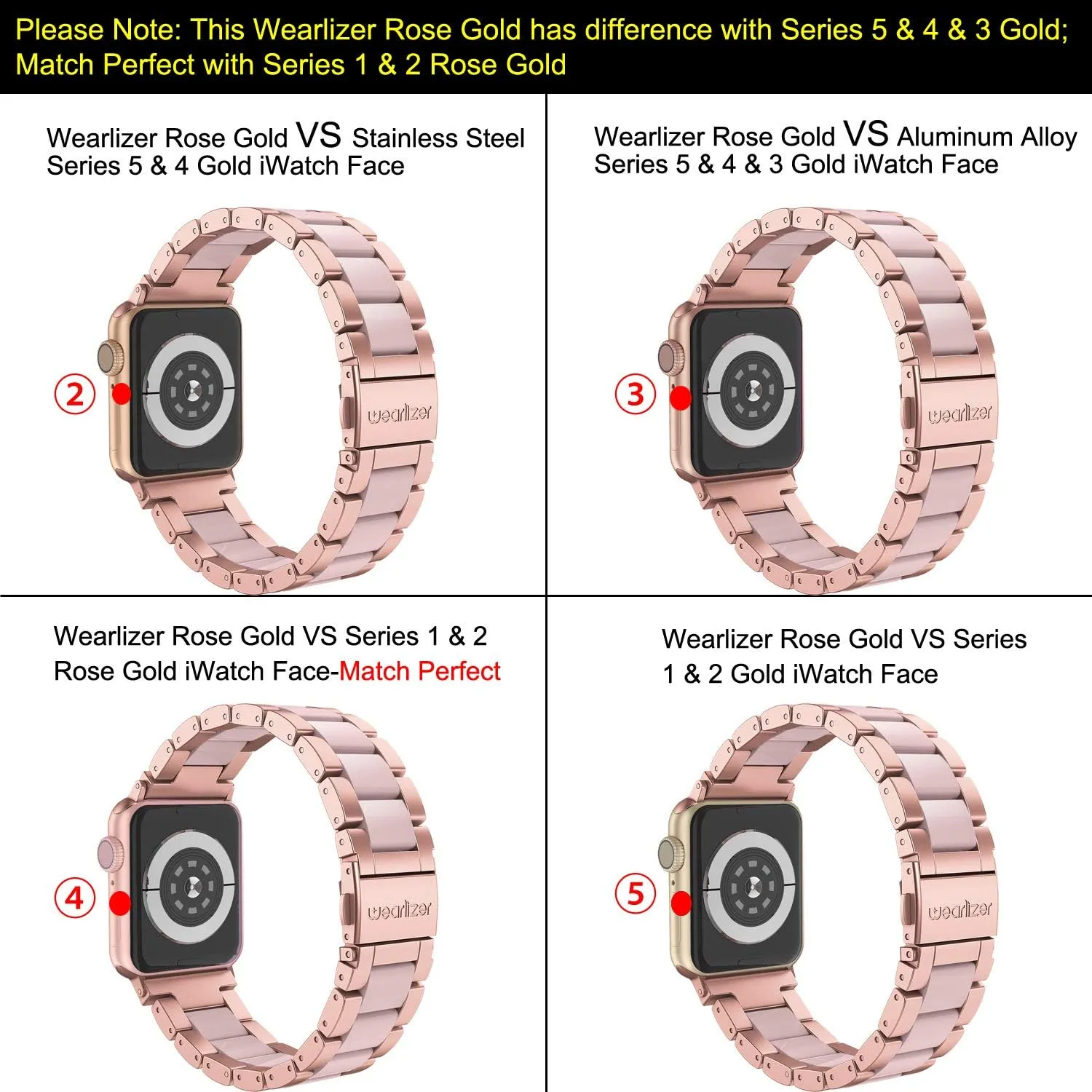 Wearlizer Rose Pink Compatible with Apple Watch Band 38mm 40mm 41mm Womens Mens Replacement, Stainless Steel Strap Fashion Resin Wristband Sleek Bracelet Metal iWatch Ultra2/SE/10/9/8/7/6/5/4/3/2/1