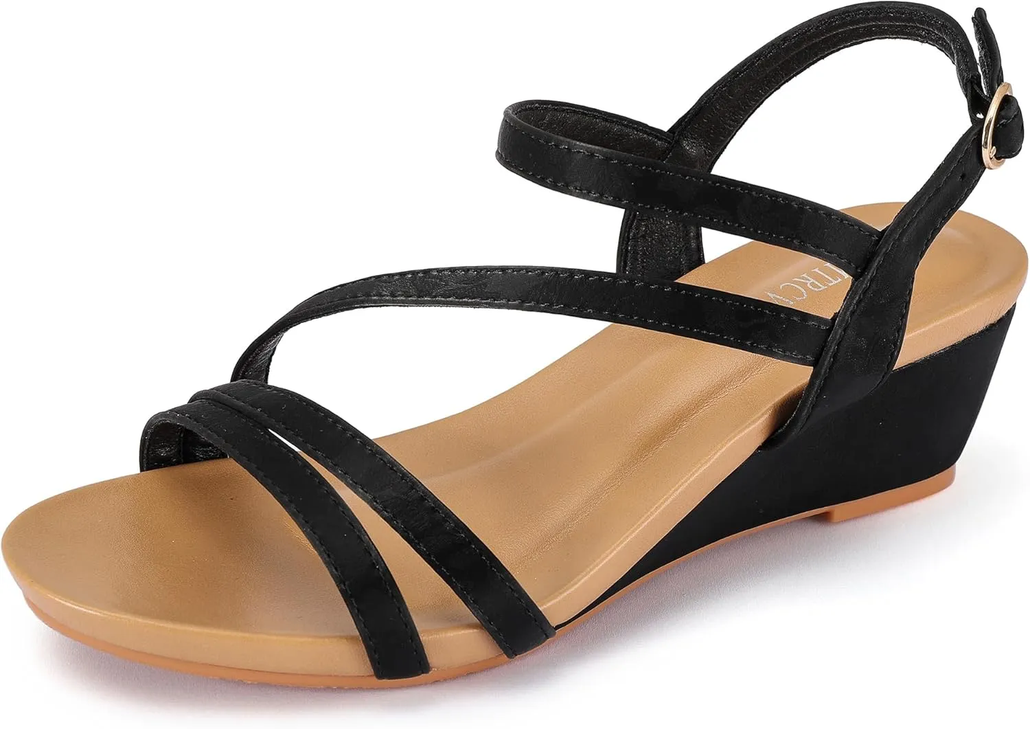 Wedge Sandals for Women Dress Elastic Ankle Strap Rhinestone Sandals Summer Comfortable Shoe