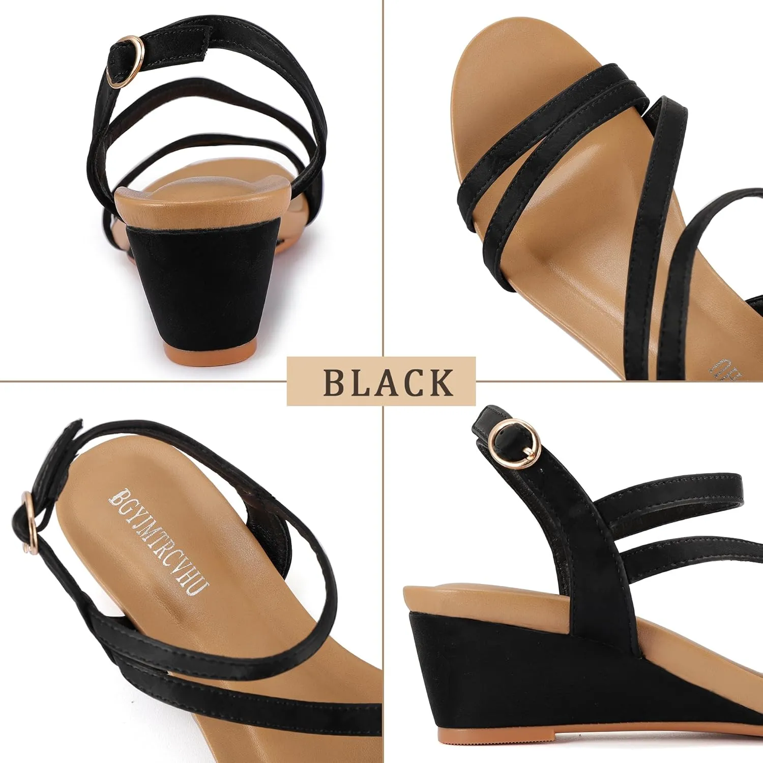 Wedge Sandals for Women Dress Elastic Ankle Strap Rhinestone Sandals Summer Comfortable Shoe