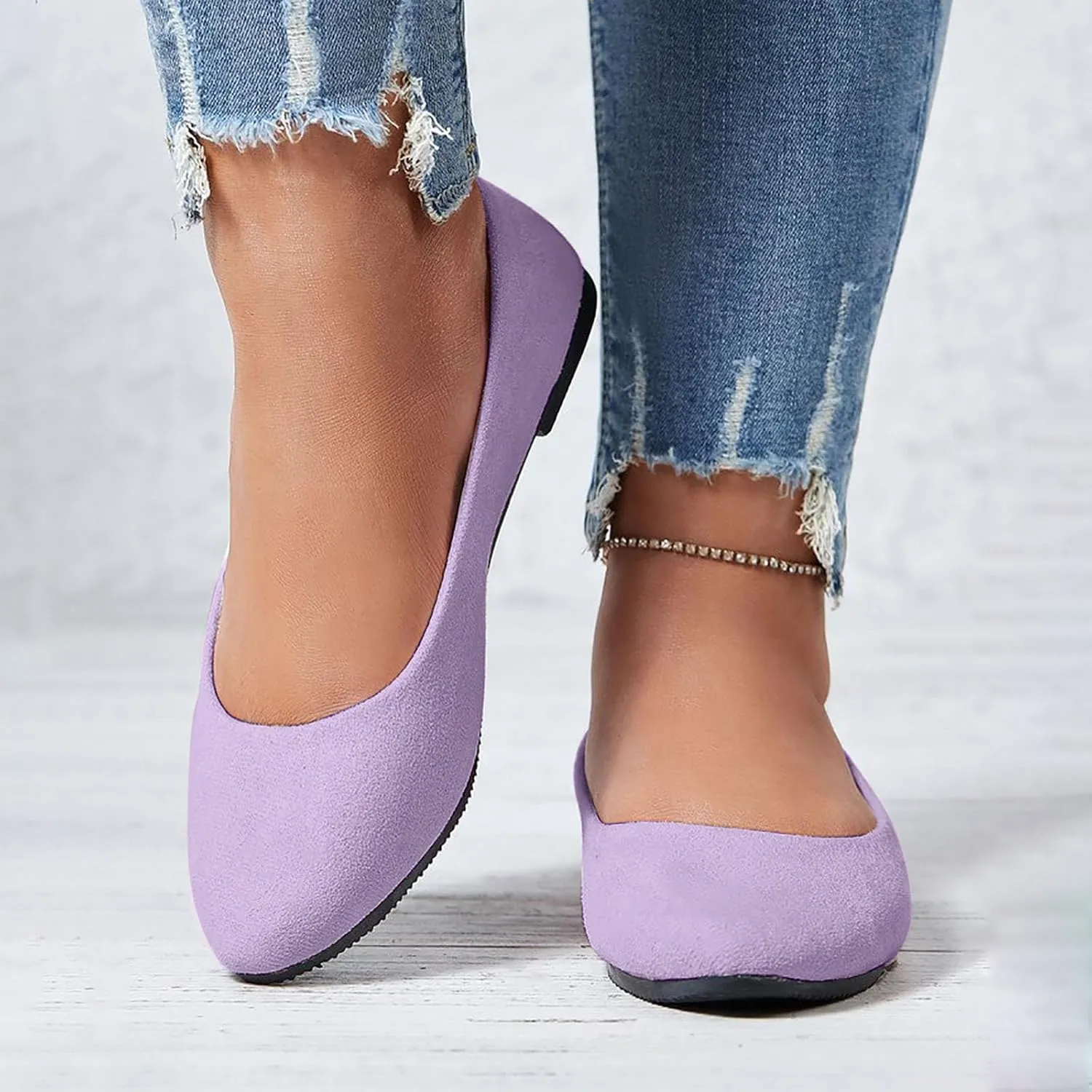 Women Flat Shoes Slip On Comfortable Walking Ballerina Shoes Cute Ballet Flats Ladies Portable Pumps Low Wedge Loafers