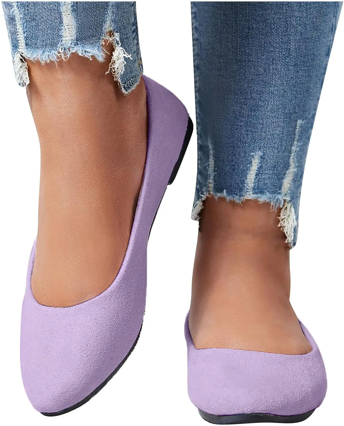 Women Flat Shoes Slip On Comfortable Walking Ballerina Shoes Cute Ballet Flats Ladies Portable Pumps Low Wedge Loafers