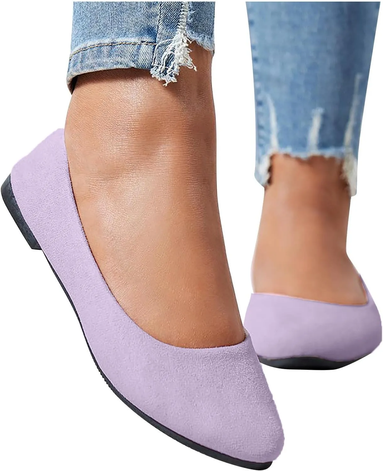 Women Flat Shoes Slip On Comfortable Walking Ballerina Shoes Cute Ballet Flats Ladies Portable Pumps Low Wedge Loafers