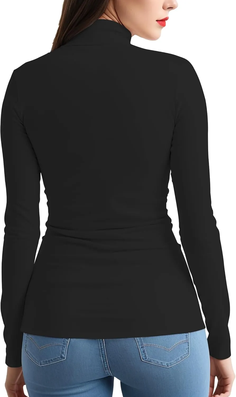 Women's 2 Pack Long Sleeve Turtleneck Thermal T-Shirts Mock Neck Underwear Fall Winter Base Layer Lightweight Tops