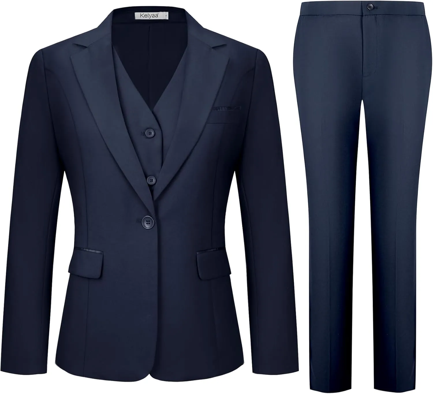 Women's 3 Piece Suit Lady Business Casual Office One Button Slim Fit Blazer Jacket Vest Pants Set