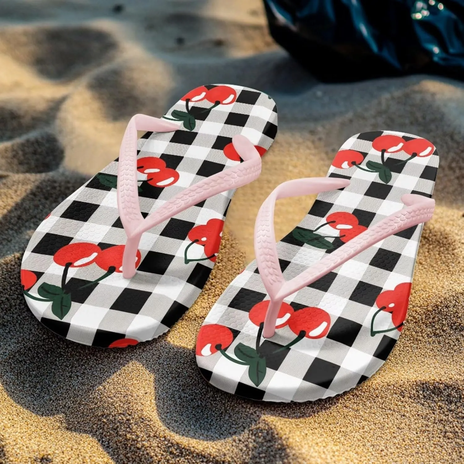 Women's Beach Flip-Flops Tropical Style Lightweight Thong Sandals with EVA Sole Non-Slip Pool Shower Slippers