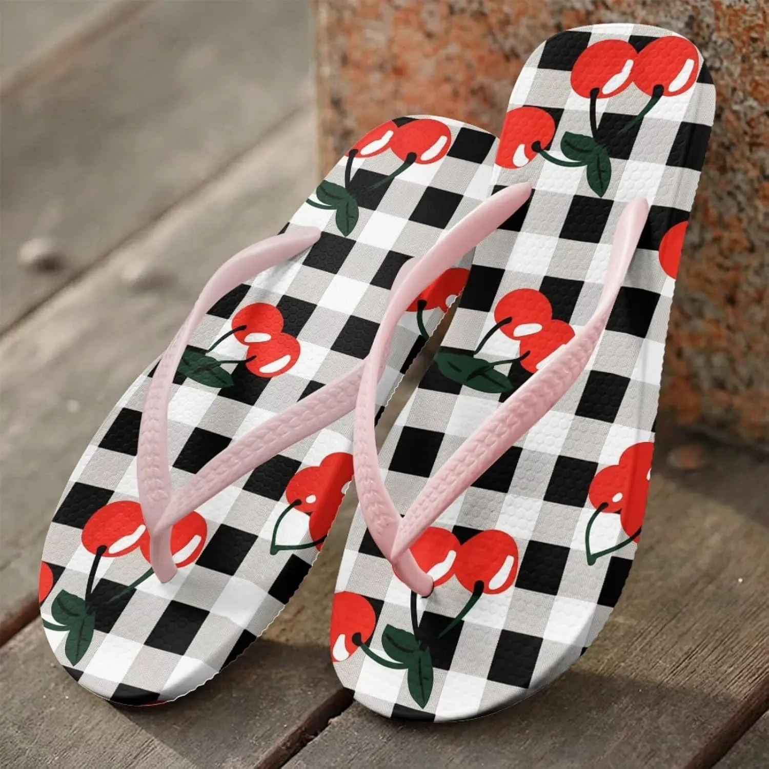 Women's Beach Flip-Flops Tropical Style Lightweight Thong Sandals with EVA Sole Non-Slip Pool Shower Slippers