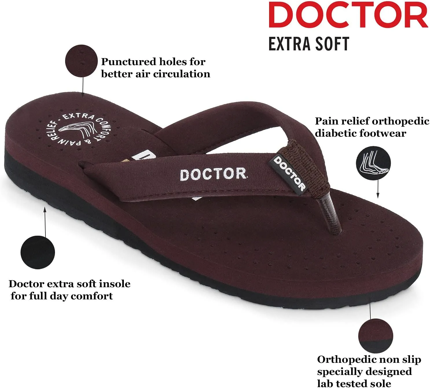 Women's Care Orthopaedic Diabetic Comfortable MCR Flip-Flop Slippers D-16