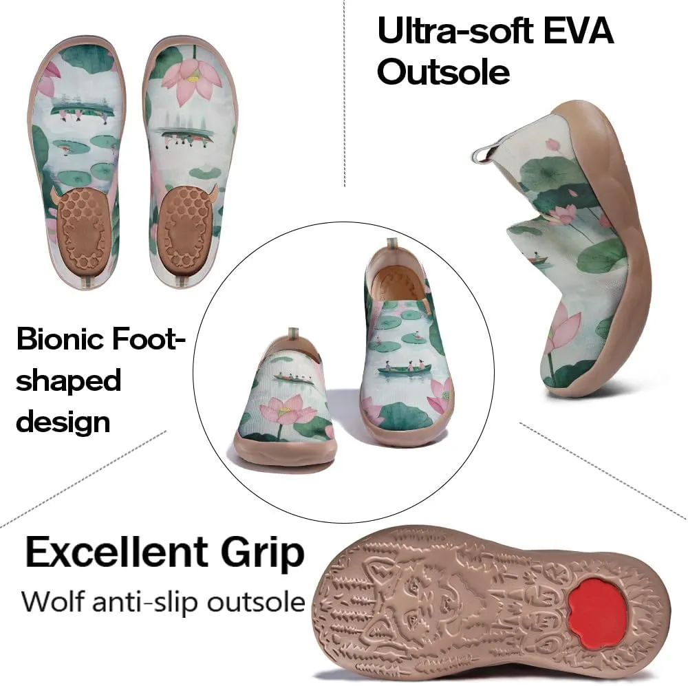 Women's Cat Painted Casual Loafers Slip On Knitted Mesh Walking Shoes Comfortable Lightweight Ladies Travel Shoes