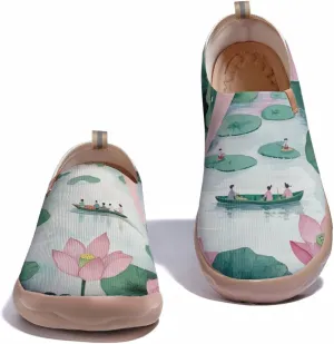 Women's Cat Painted Casual Loafers Slip On Knitted Mesh Walking Shoes Comfortable Lightweight Ladies Travel Shoes