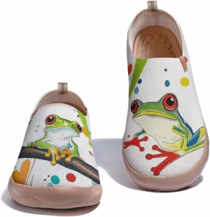 Women's Cat Painted Casual Loafers Slip On Knitted Mesh Walking Shoes Comfortable Lightweight Ladies Travel Shoes