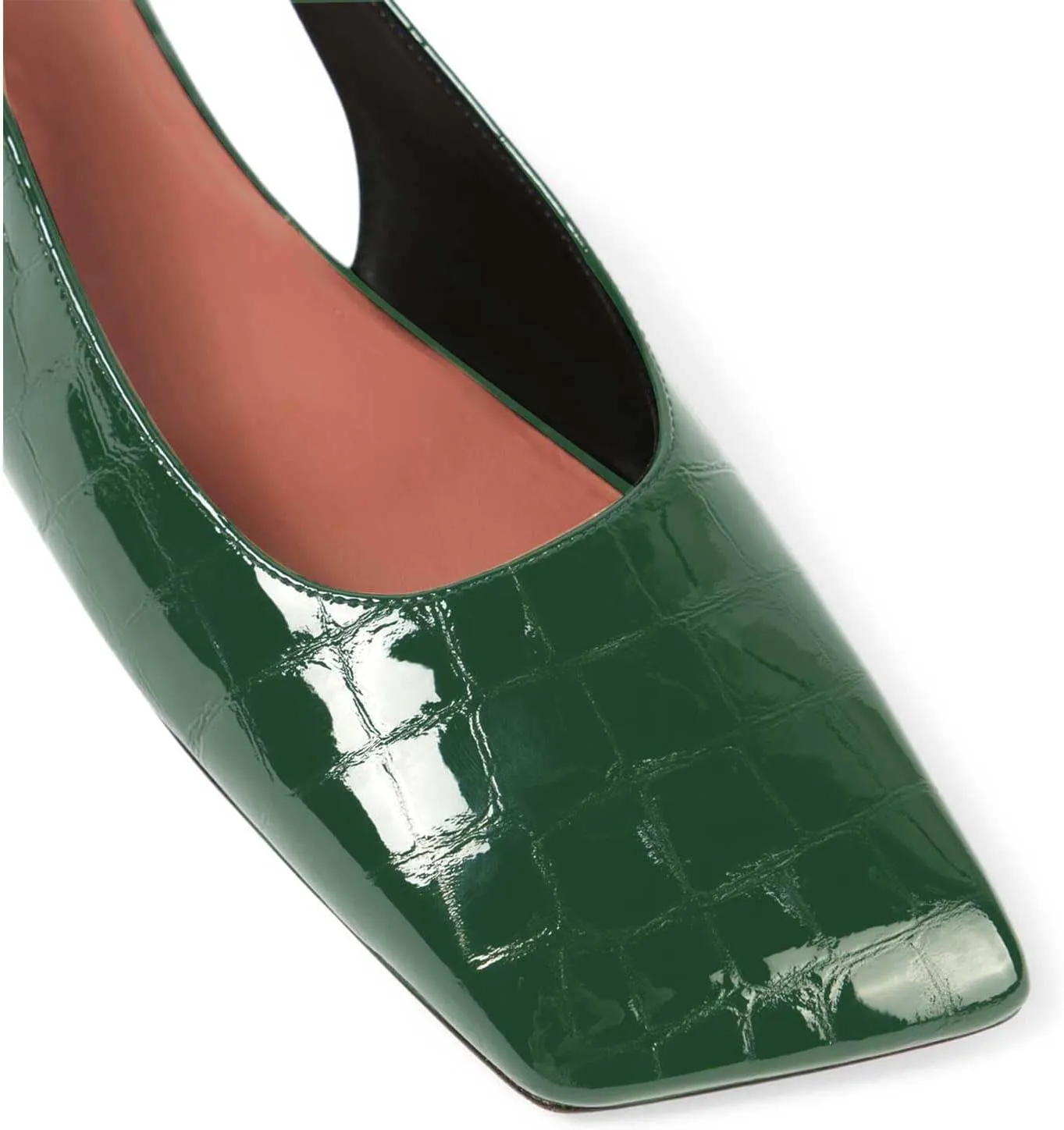 Women's Closed Square Toe Slingback Flat Shoes Crocodile Pattern Backless Low Heel Slip-On Elegant and Comfortable Wedding Party Work Formal Women Shoes