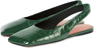 Women's Closed Square Toe Slingback Flat Shoes Crocodile Pattern Backless Low Heel Slip-On Elegant and Comfortable Wedding Party Work Formal Women Shoes