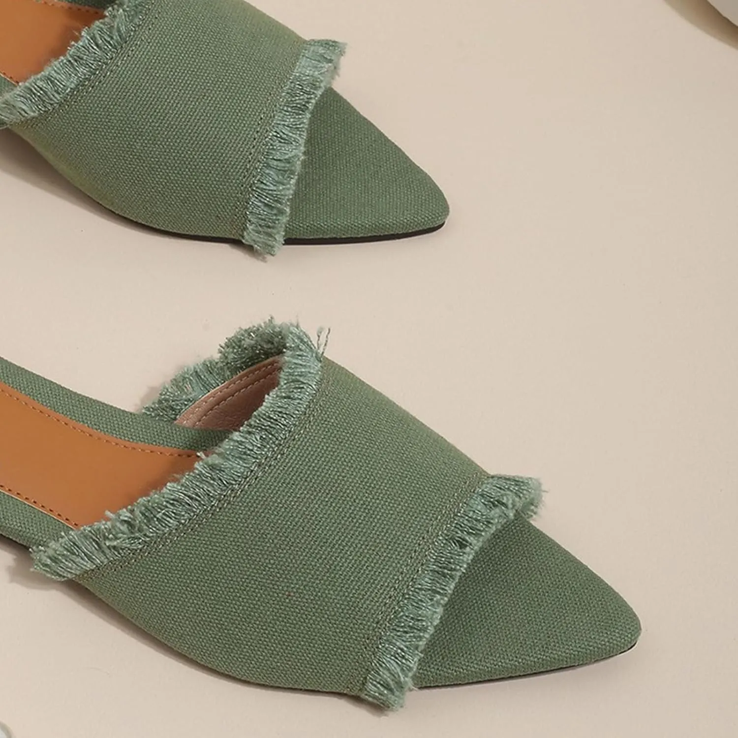 Women's Fashion Denim Cloth Flat Slides Sandals Summer Fish Mouth Open Toe Tassel Comfort Soft Slip On Outdoor Slipper Walking Beach Casual Sandals