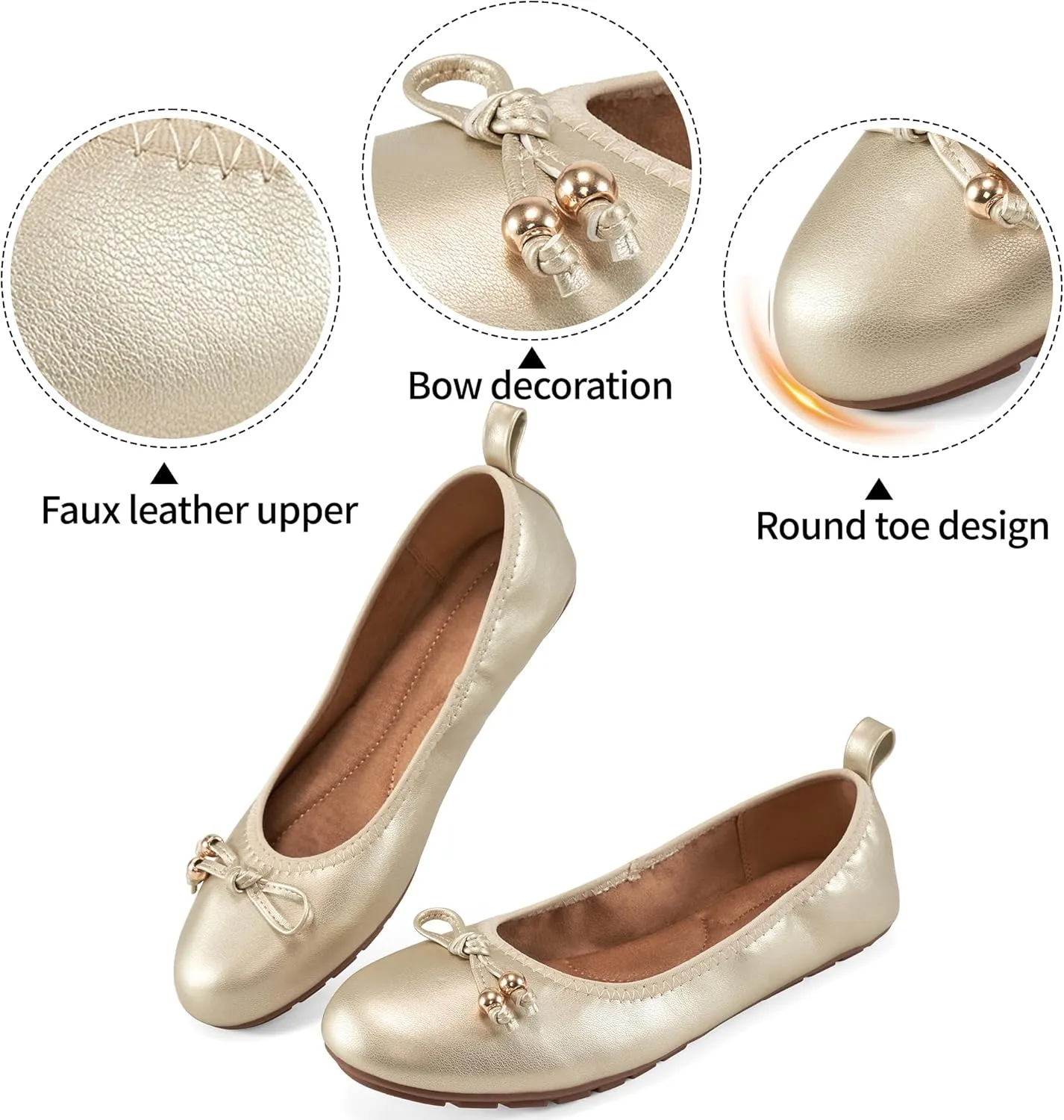 Womens Flats Ballet for Work: Dress Comfortable Walking Flat - Casual Ladies Wedding Shoe