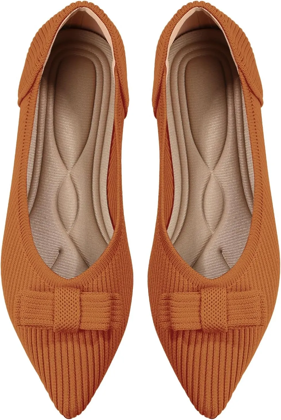 Women's Flats Pointed Toe Ballet Shoes with Bow Comfortable Knit Dressy Flat
