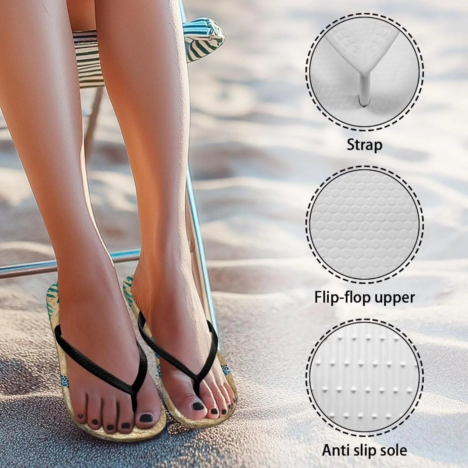 Women's Flip-Flops Cartoon Animal Pattern Slippers Women's Casual Beach Sandals Soft & Comfortable Sole
