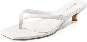 Women’s Flip-Flops Kitten Heels Thong Sandals For Women Square Toe Slip On Fashion Summer Dress Sandals