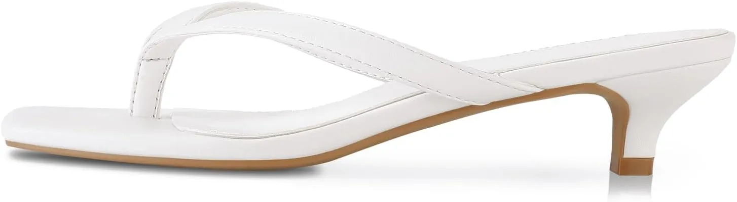 Women’s Flip-Flops Kitten Heels Thong Sandals For Women Square Toe Slip On Fashion Summer Dress Sandals