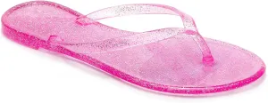 Womens Flip Flops Thong Sandals Jelly Shoes Flat for Ladies Slides Black Slippers Size 9 Slip On Summer Beach Dressy