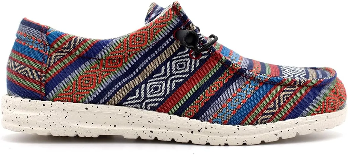 Womens Hola Multicolor Canvas Upper Fashion Slip On Loafers