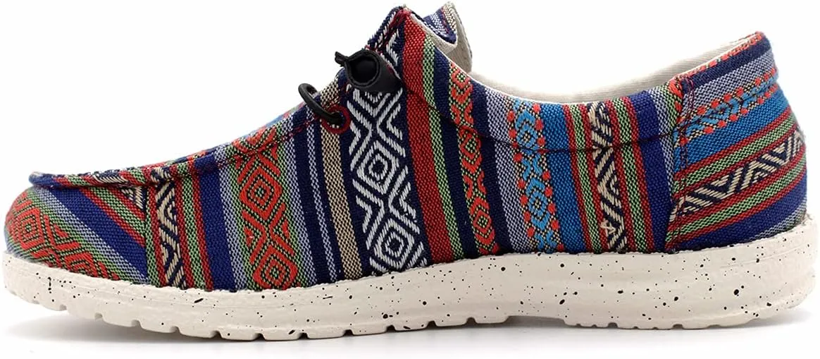 Womens Hola Multicolor Canvas Upper Fashion Slip On Loafers